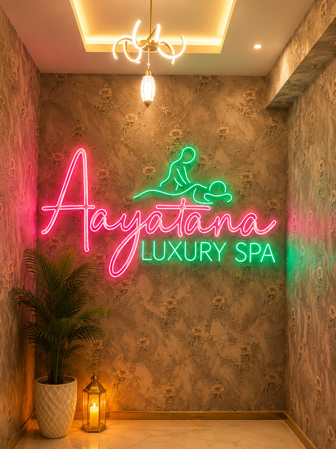 Aayatana Luxury Spa entrance and branding HSR Extension