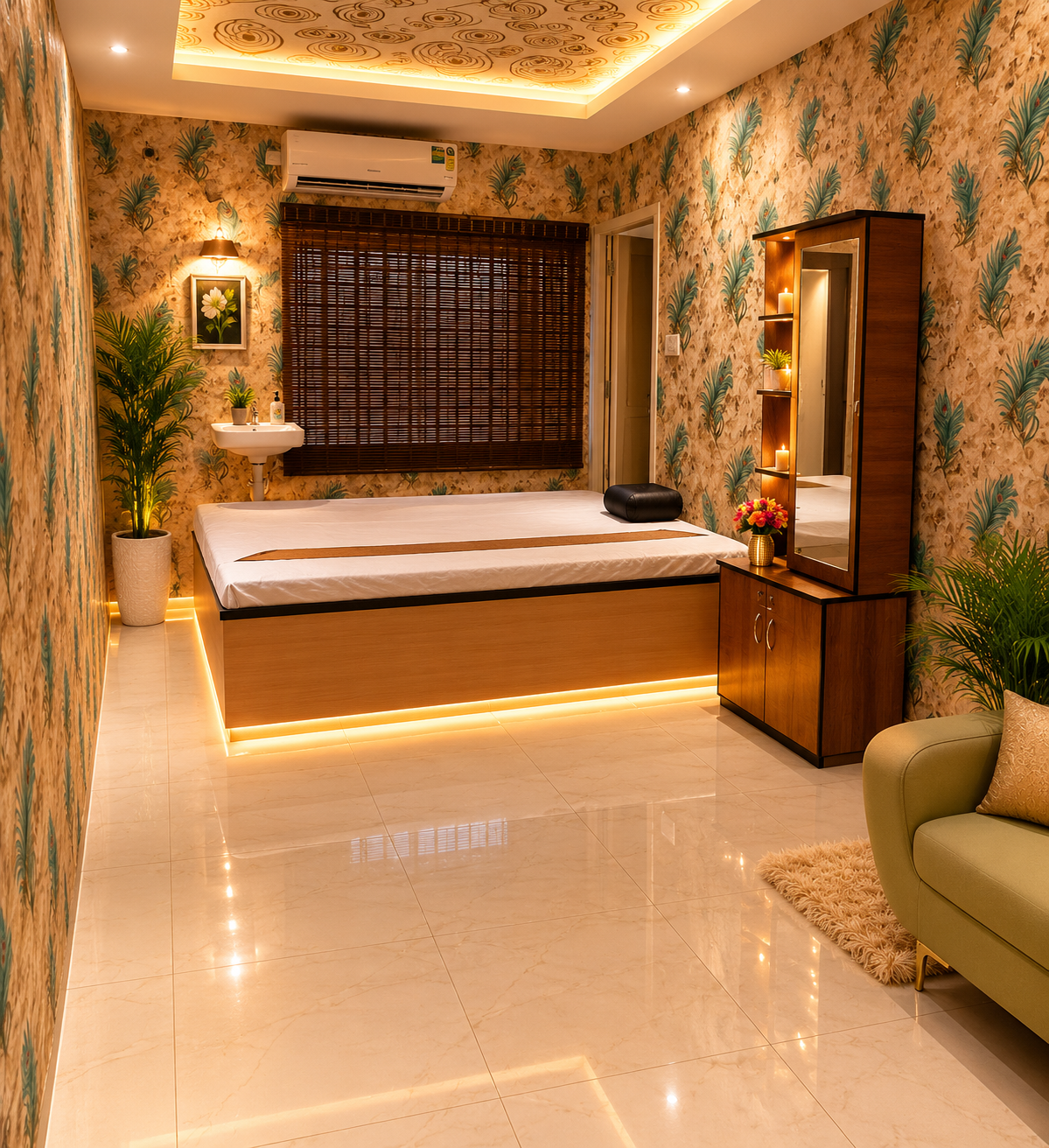 Deep tissue massage therapy room at Aayatana Luxury Spa Bengaluru